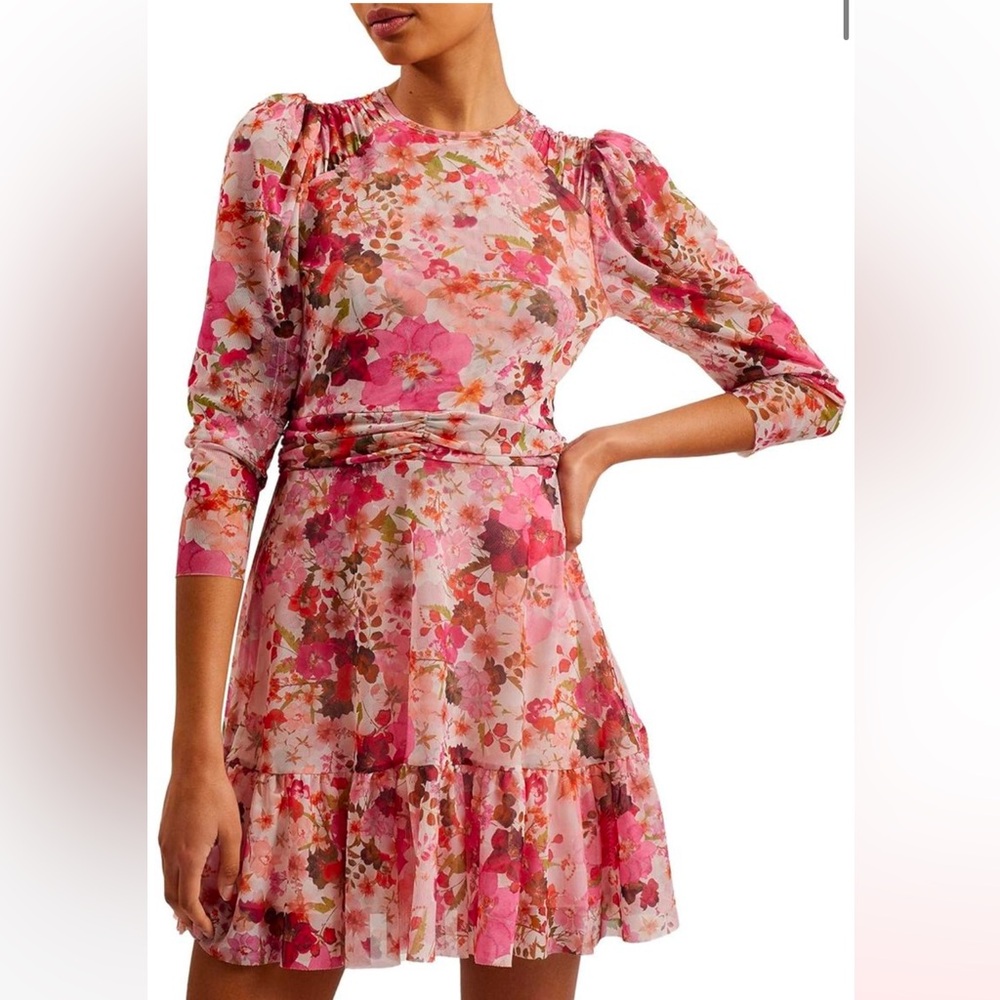 Ted Baker Mildred Mesh Mini Dress with shoulder
Gathers